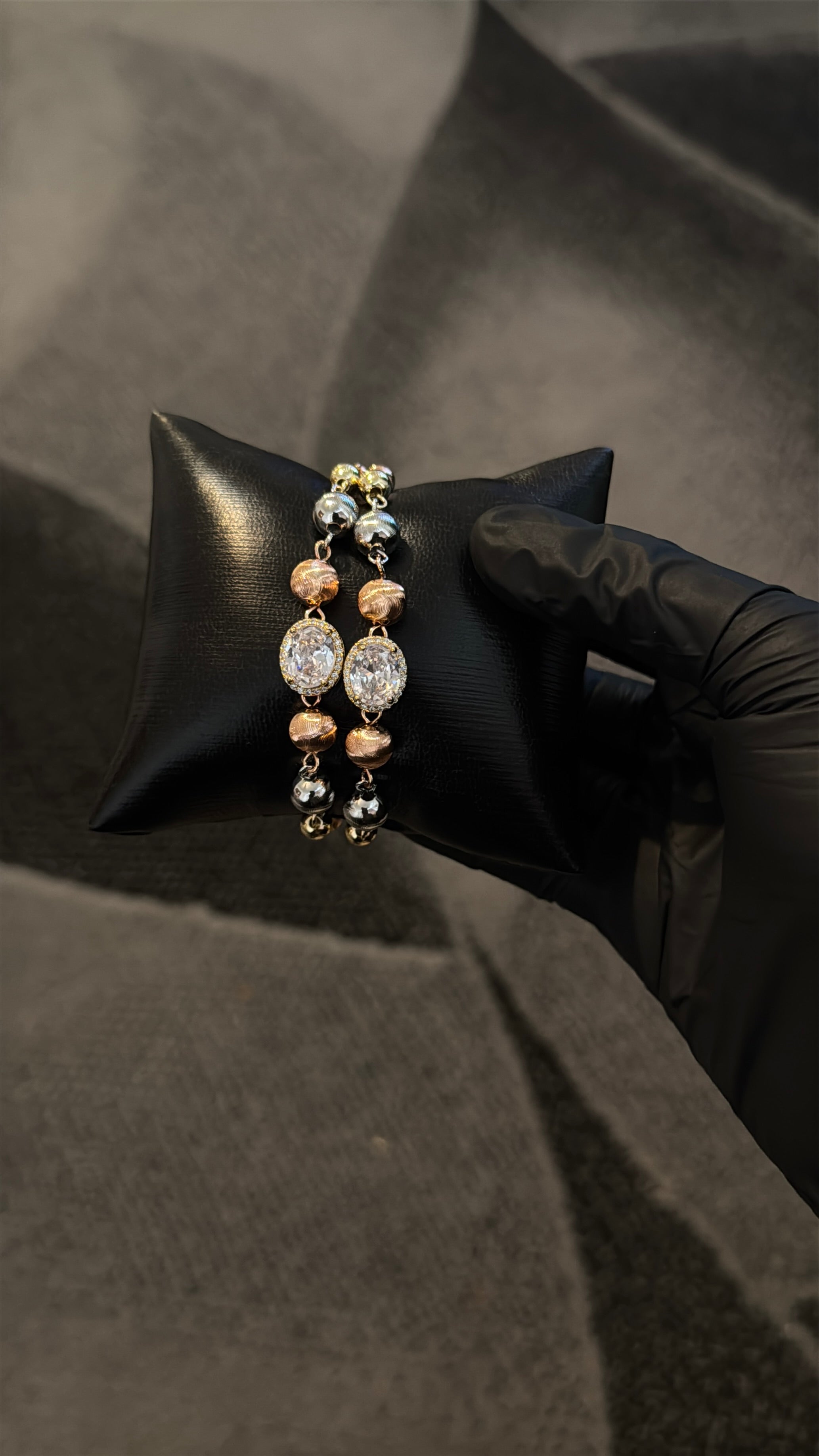 3 tone Ball diamond Bracelet