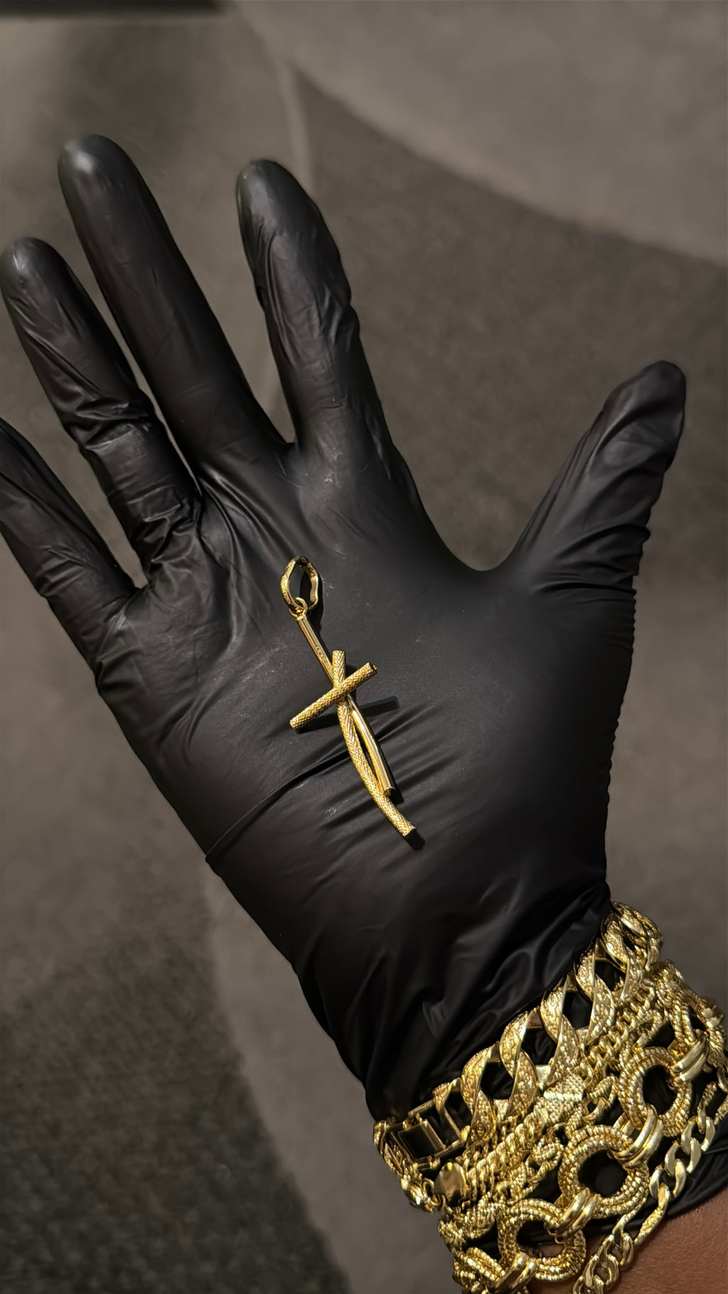 Textured Cross Gold lookalike Pendant