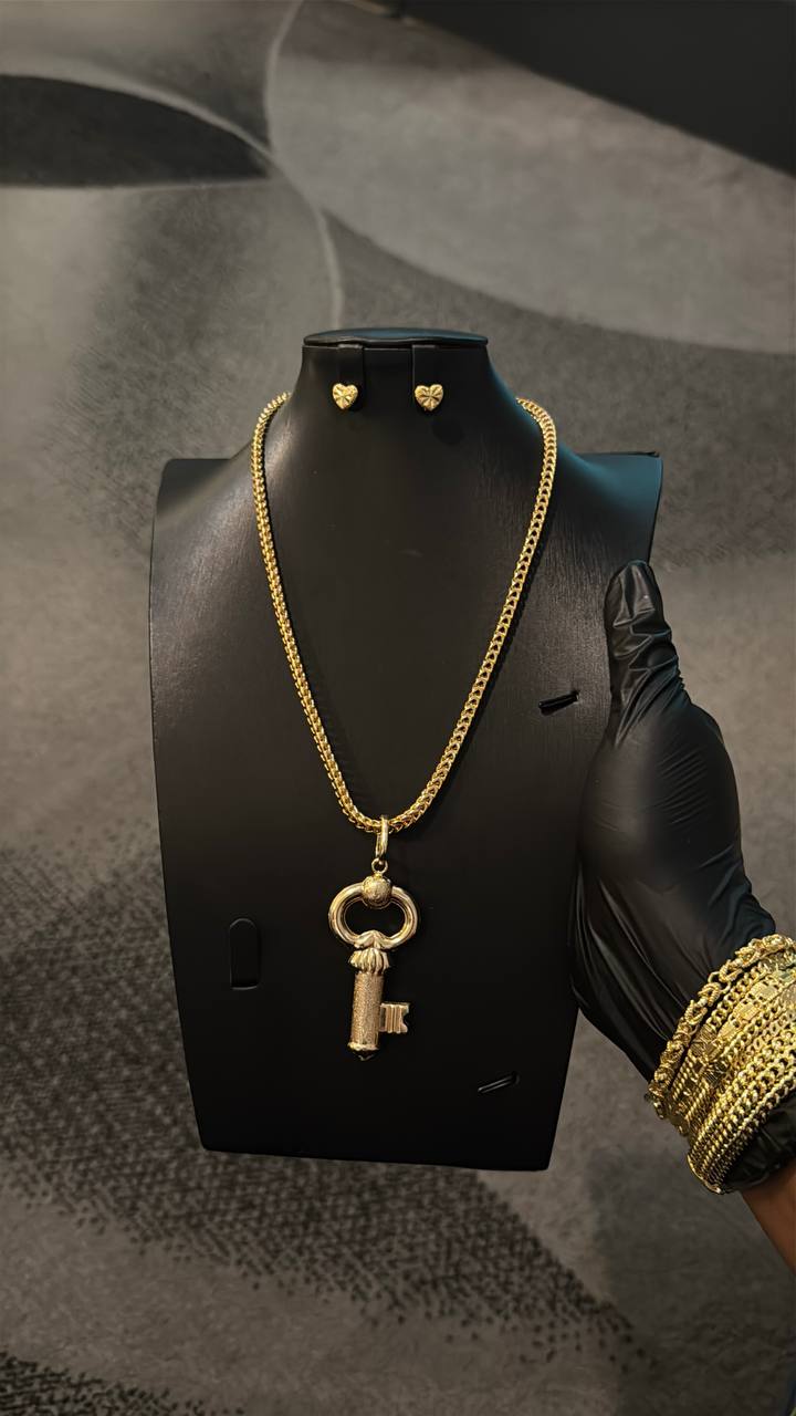 Gold Vintage Key Chain & Pendant Only Gold Lookalike Combo