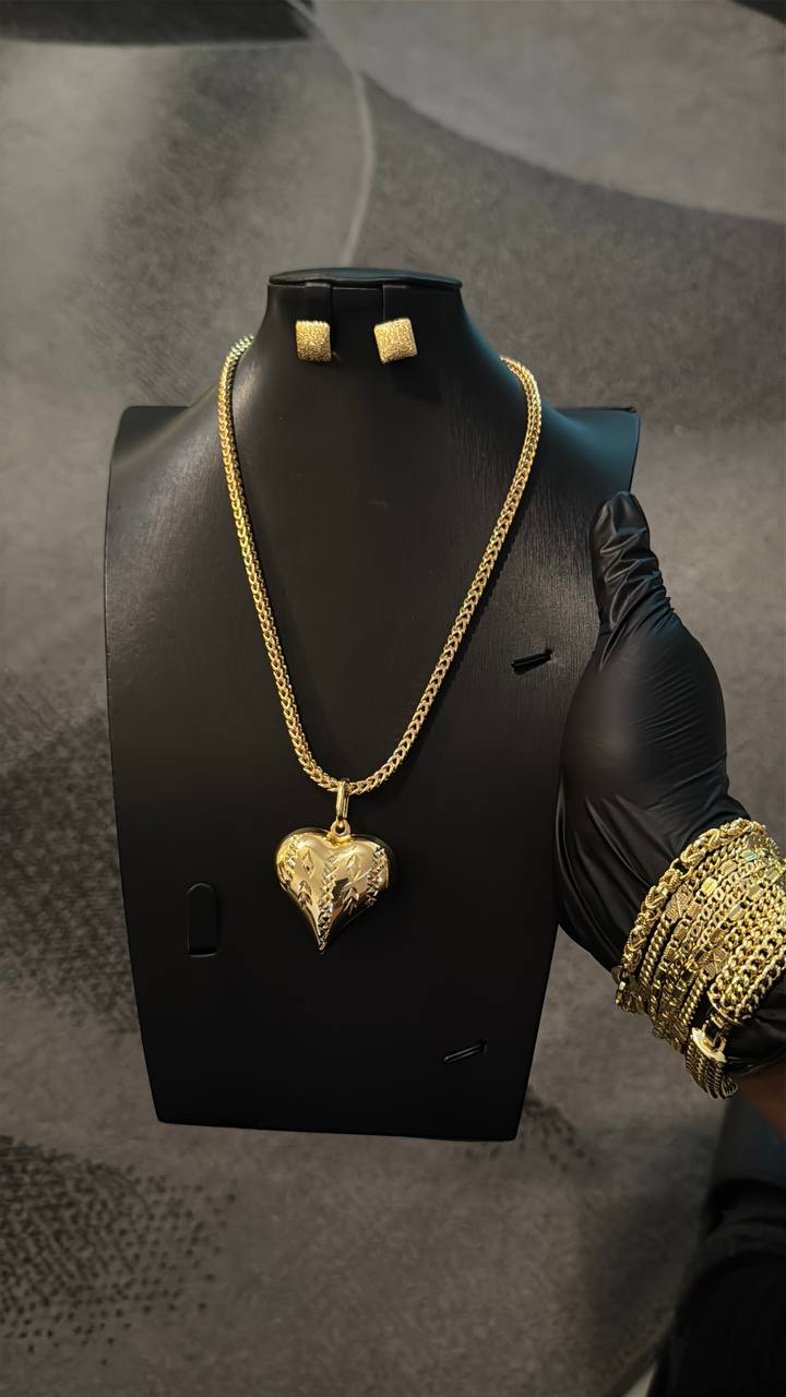 Gold Heart Chain & Pendant Only Gold Lookalike Combo