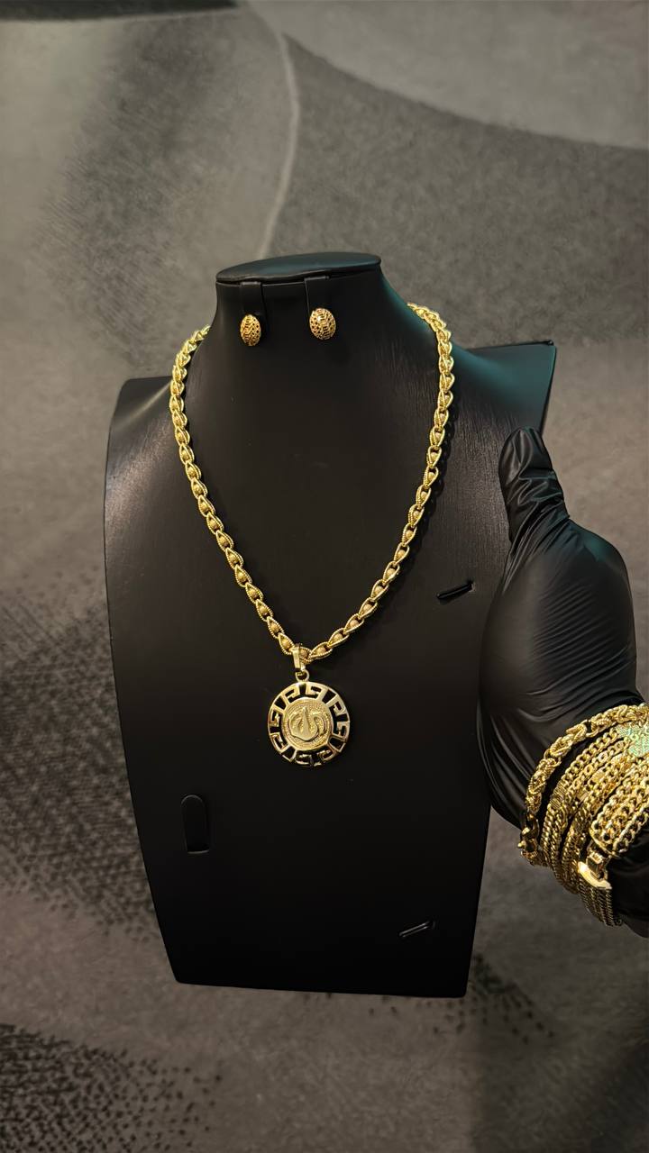 Gold Arabic Calligraphy Chain & Pendant Only Gold Lookalike Combo