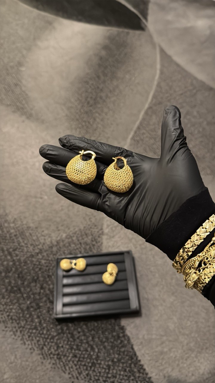 Luxury Textured Dome Gold lookalike Earrings