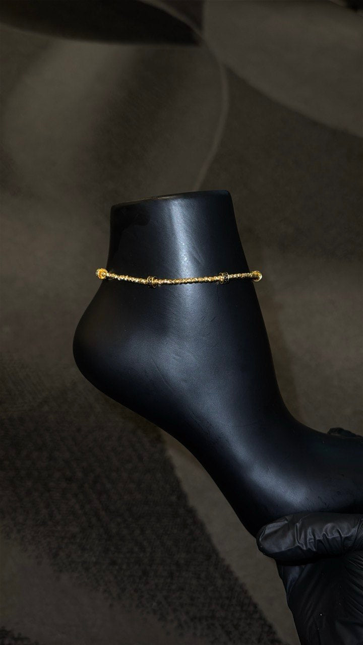 Golden Orbit Beaded Anklet