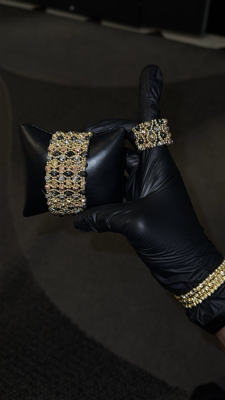 Royal Crystal Mesh Bracelet Ring Set
