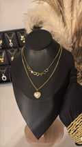 Gold Double Layer Heart Necklace