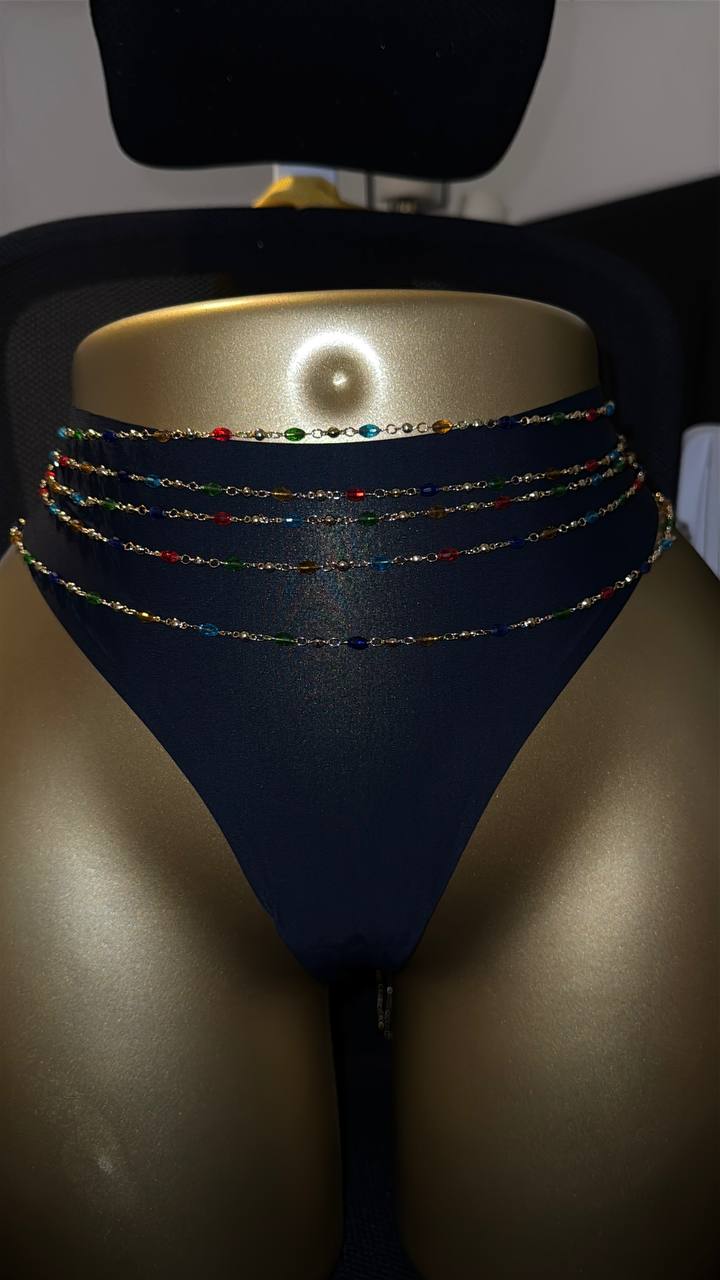 Multilayer Rainbow Crystal Waist Chain