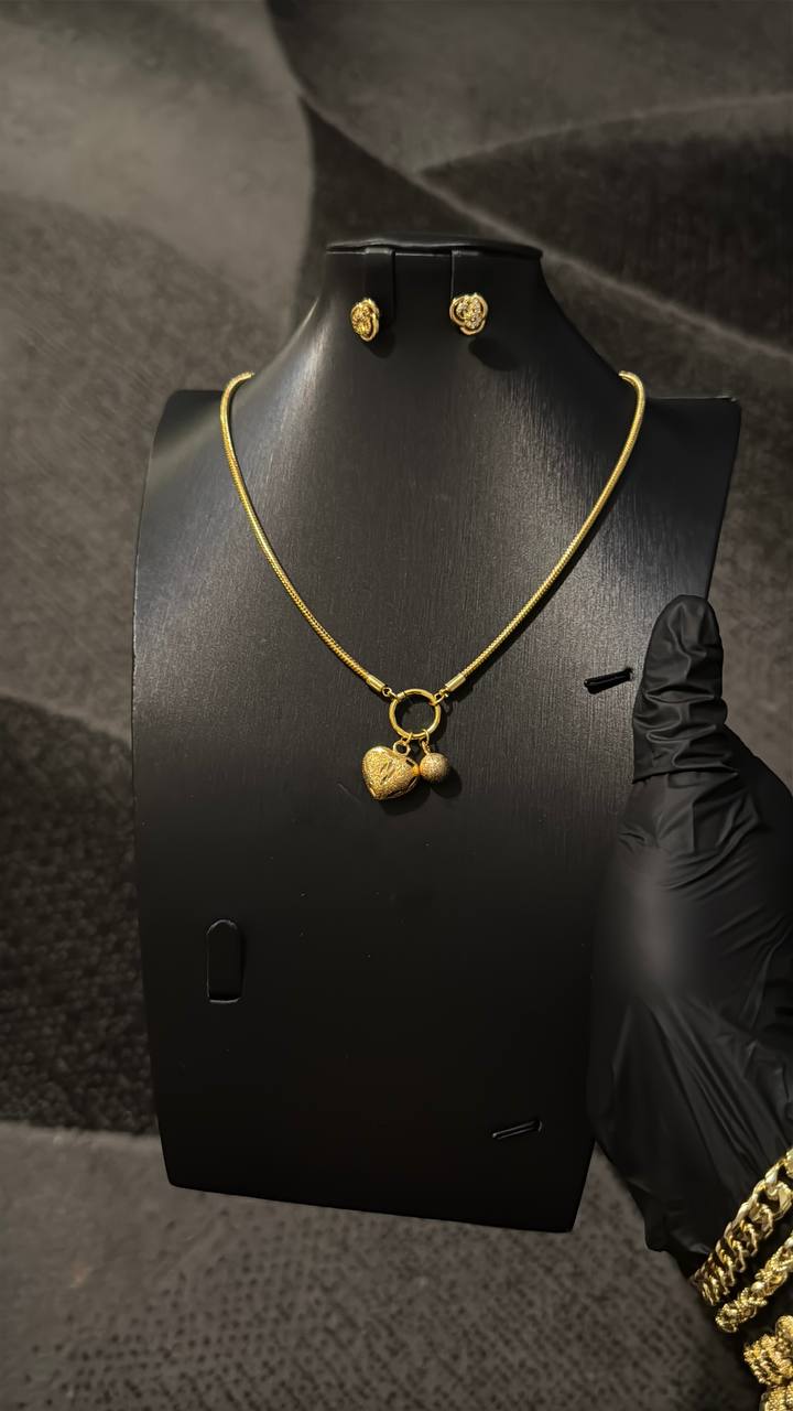 Gold Heart Charm Pendant Necklace