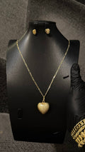 Gold Textured Heart Pendant Necklace