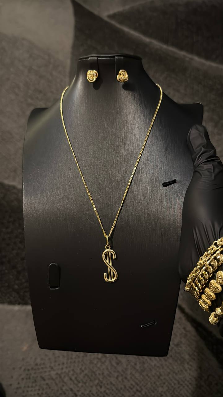 Dollar Sign Pendant Necklace Set