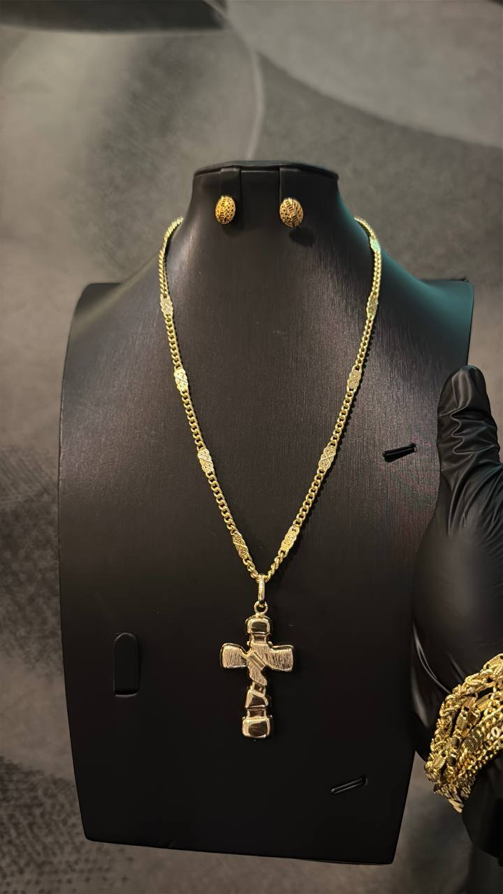 Classic Cross Pendant Chain Necklace Set