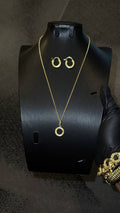 Minimalist Circle Pendant Necklace Set Gold Lookalike