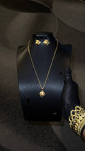 Textured Orb Pendant Necklace Set Gold Lookalike