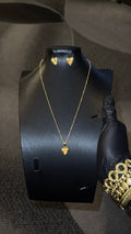 Textured Heart Pendant Necklace Set Gold Lookalike