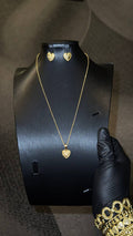 Vintage Heart Pendant Necklace Set Gold Lookalike