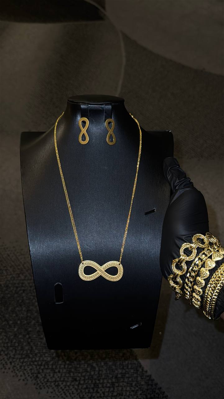 Infinity Symbol Necklace Set Gold Lookalike