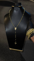 Virgin Mary Rosary Cross Necklace Gold Lookalike