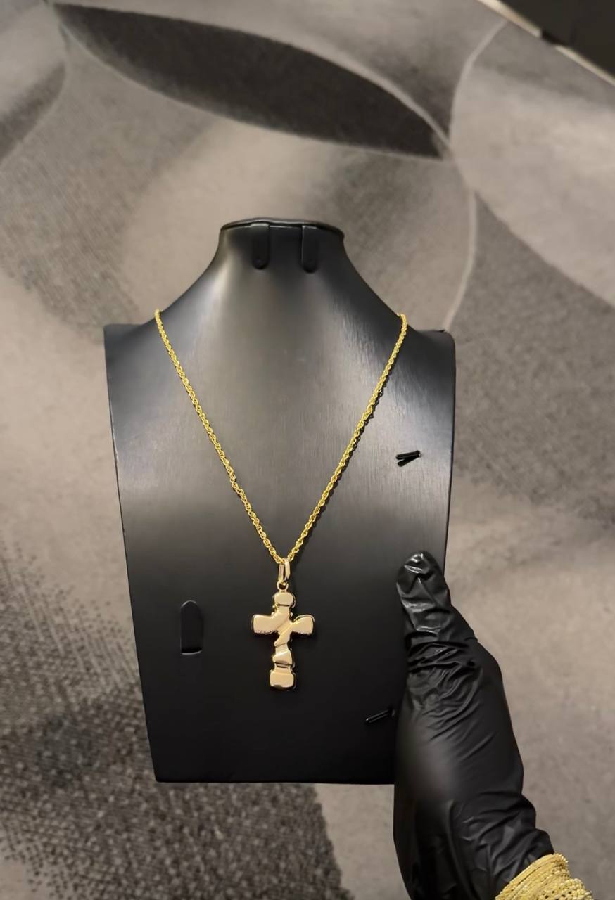 Classic Cross Pendant Necklace Gold Lookalike
