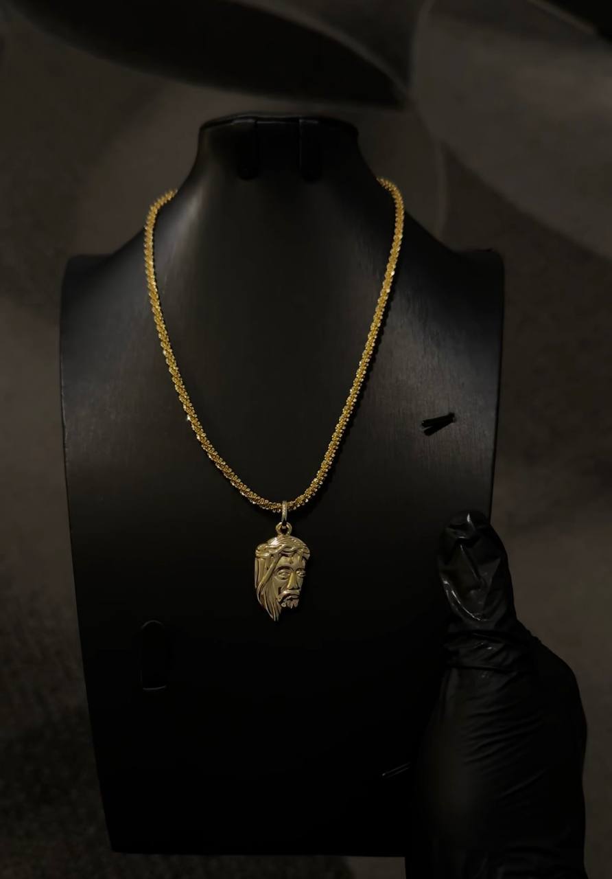 Jesus Face Pendant Necklace Gold Lookalike