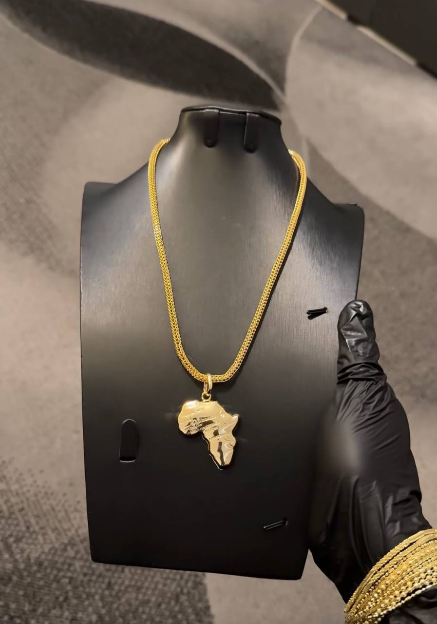 Africa Map Pendant Necklace Gold Lookalike
