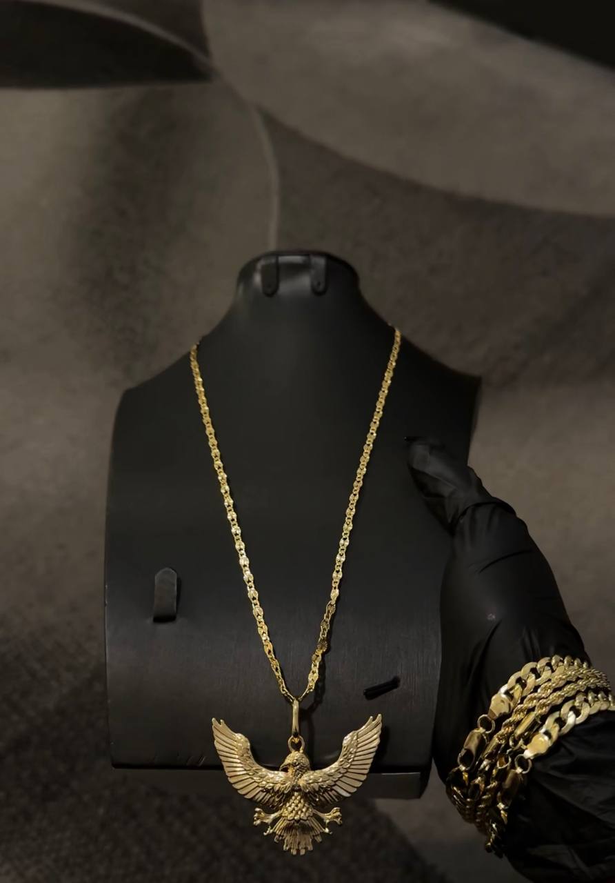 Flying Eagle Pendant Necklace Gold Lookalike