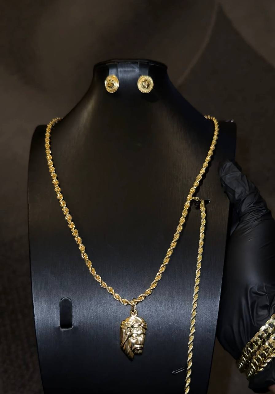 Jesus Face Jewelry Set Gold Lookalike