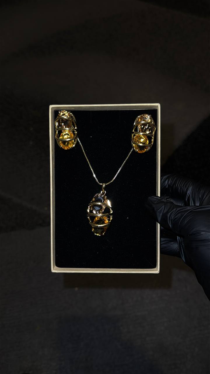 Amber Glow Statement Jewelry Set
