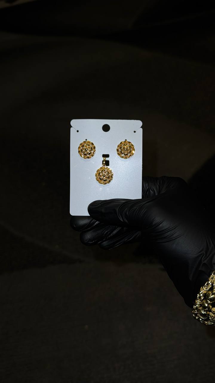 Golden Bloom Crystal Jewelry Set