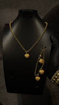 Golden Heart Charm Necklace & Bracelet Set