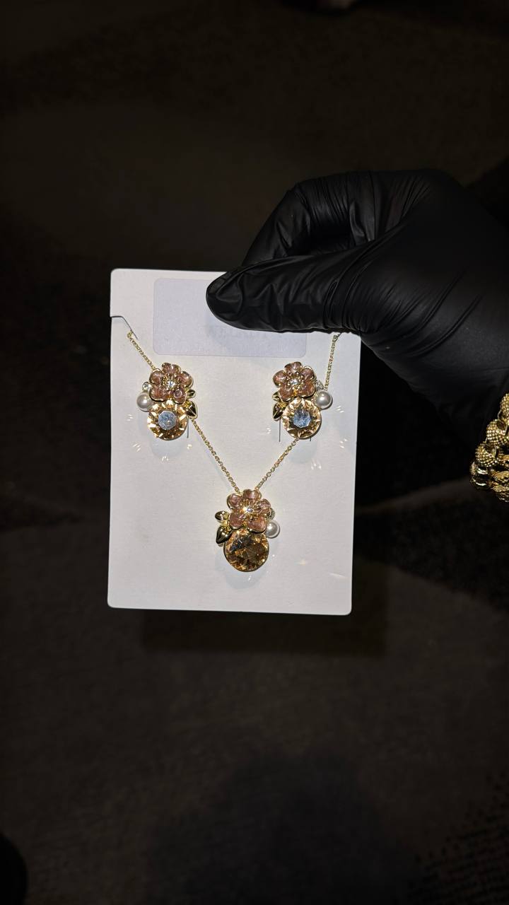 Blossom Crystal Pearl Jewelry Set