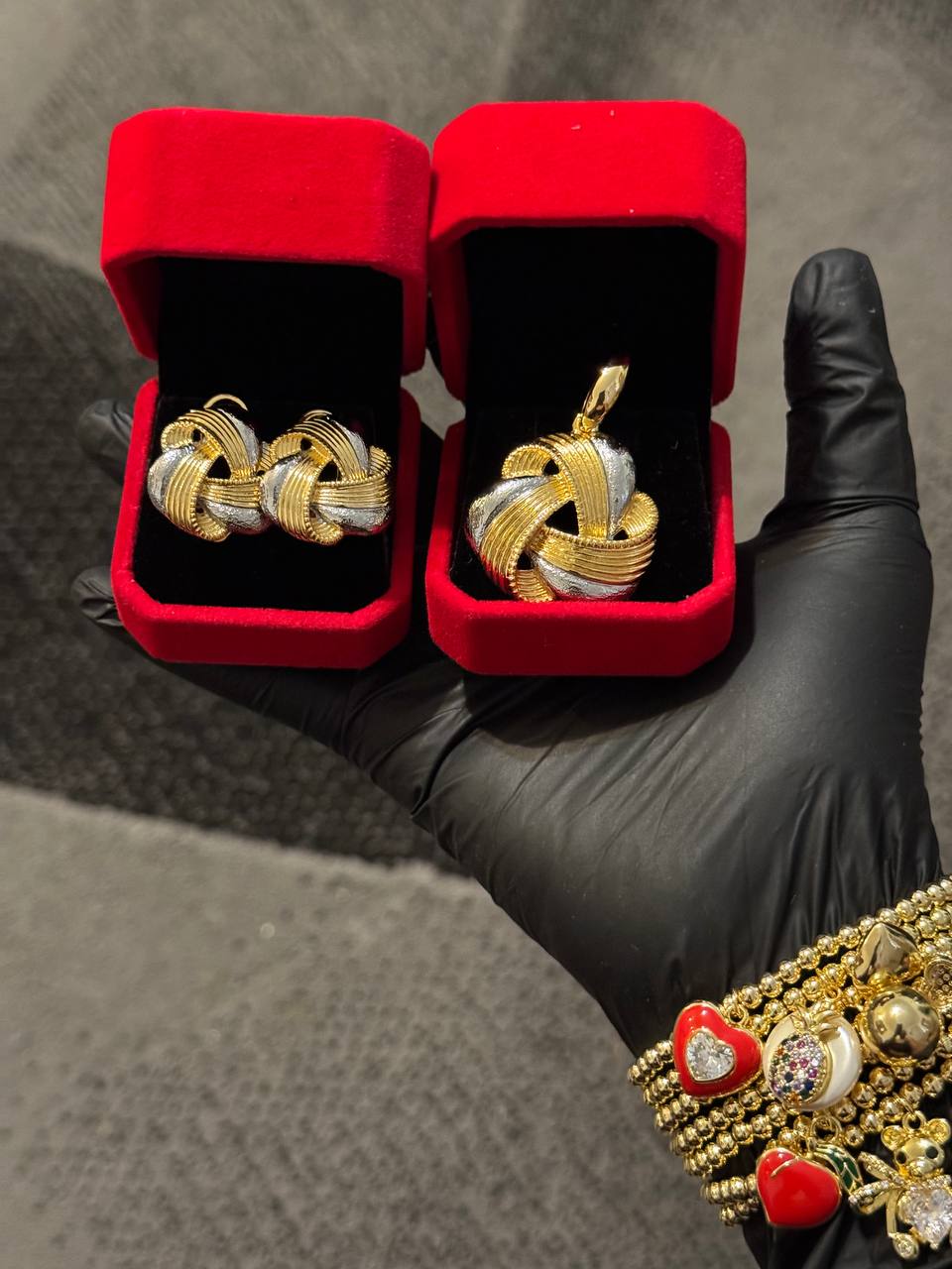 Golden Blossom Pendant & Earrings Set