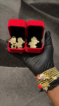 Golden Geometric Pendant & Earrings Set