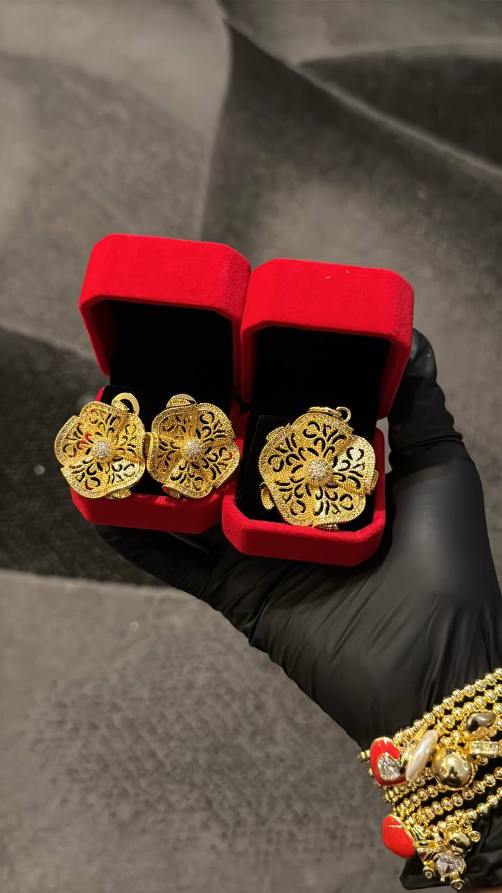 Royal Floral Pendant & Earrings Set