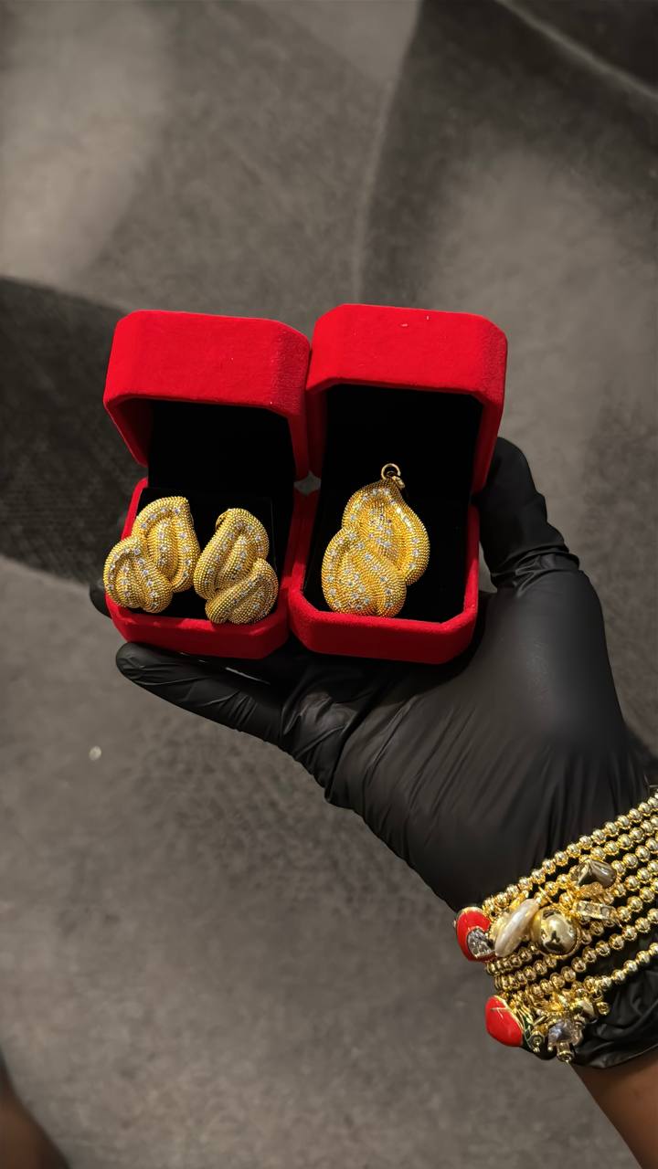 Twisted Elegance Pendant & Earrings Set