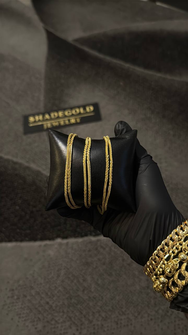 Luxury Triple-Strand Gold Chain Bracelet Set