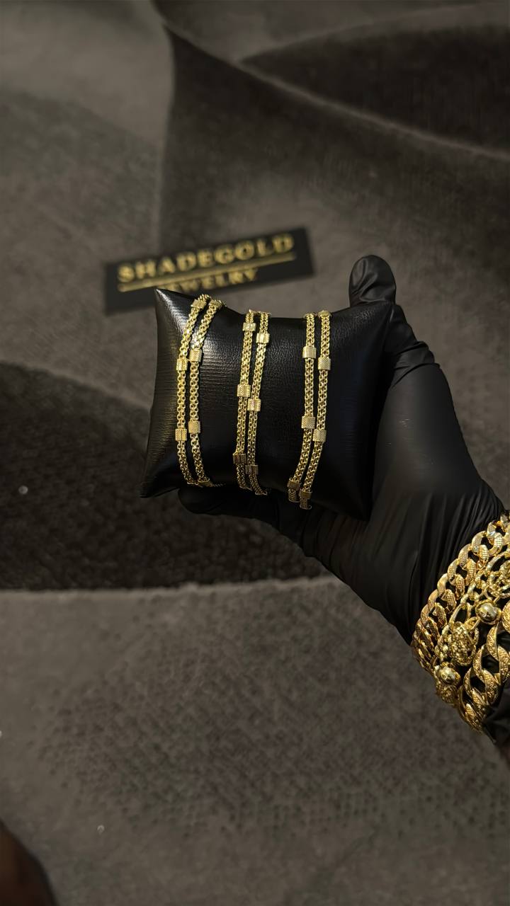 Luxury Gold Cube Link Bracelet Set