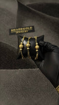 Golden Frost Bead Tassel Bracelet Set