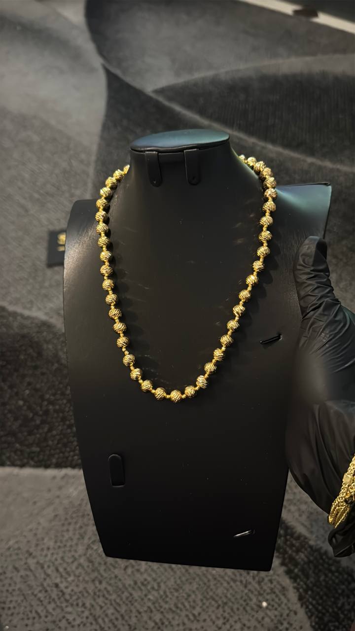 Golden Textured Bead Necklace