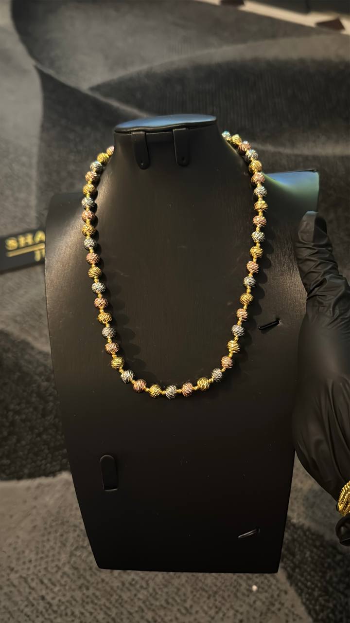 Tricolor Textured Bead Necklace