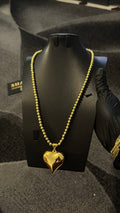 Golden Heart Pendant Beaded Necklace