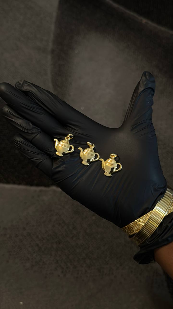 Gold Teapot Charm Pendant