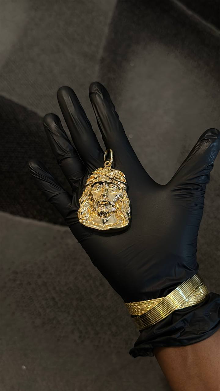 Gold Jesus Face Pendant