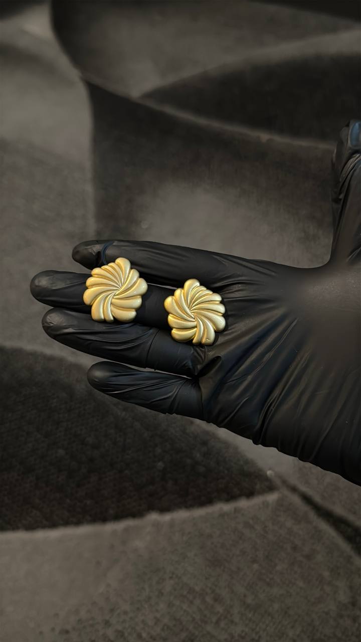 Golden Swirl Statement Earrings