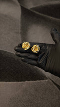 Golden Rose Spiral Earrings