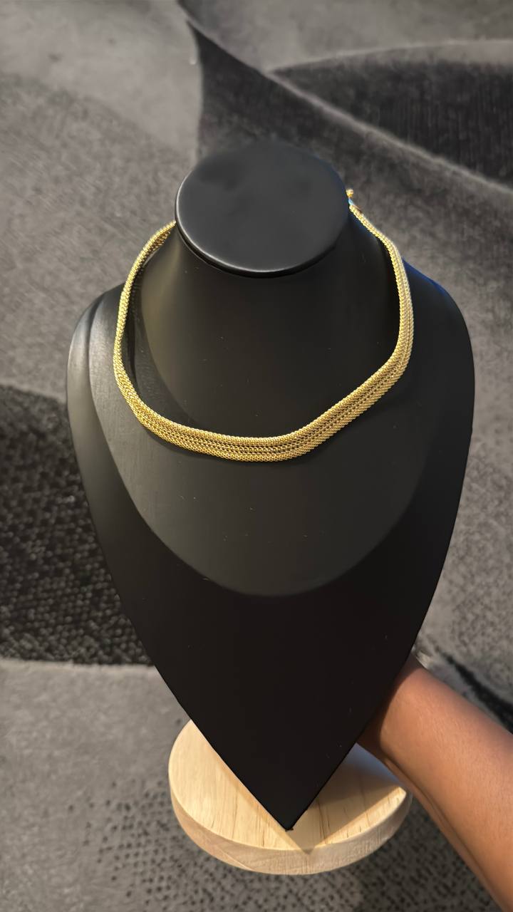 Classic Gold Herringbone Chain Necklace