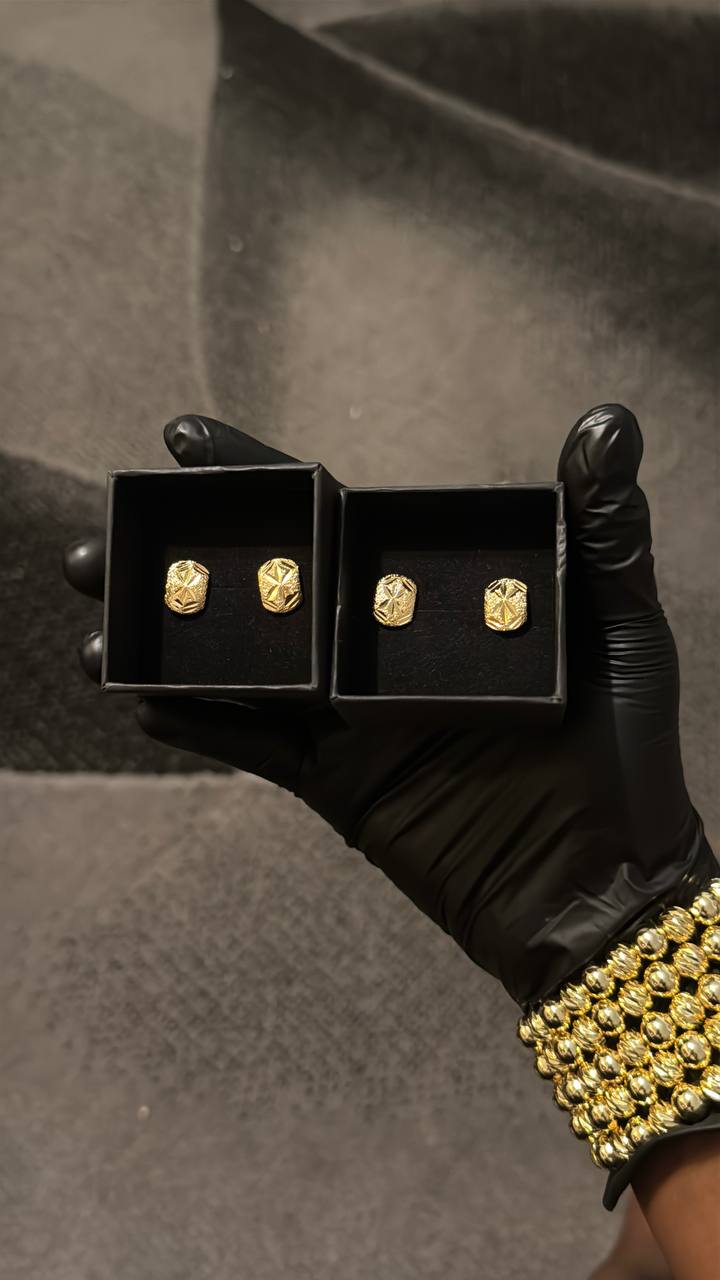 Geometric Gold Stud Earrings
