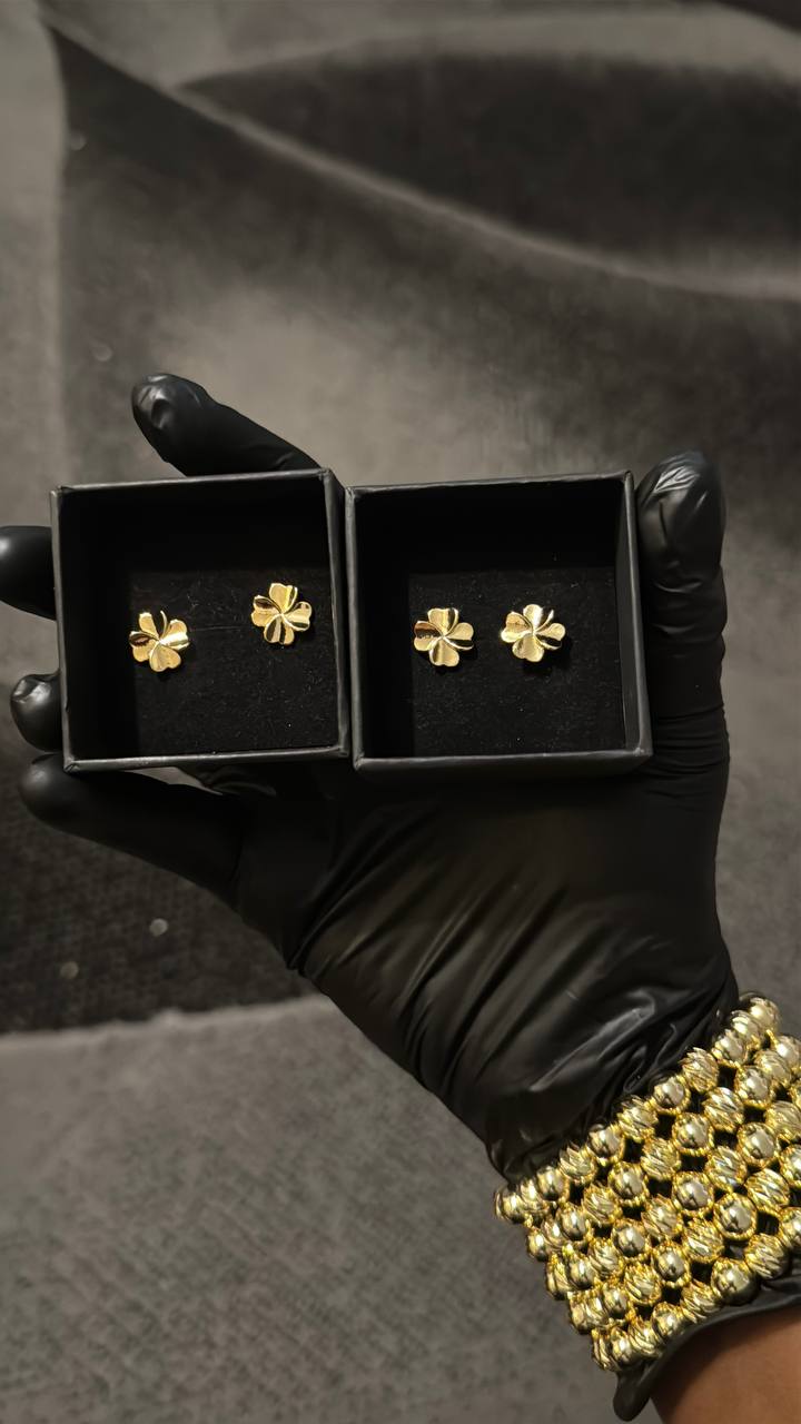 Lucky Clover Gold Stud Earrings