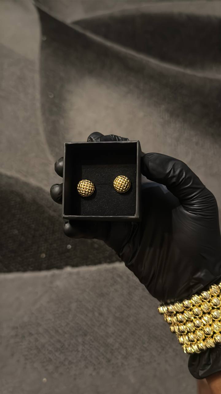 Textured Dome Gold Stud Earrings