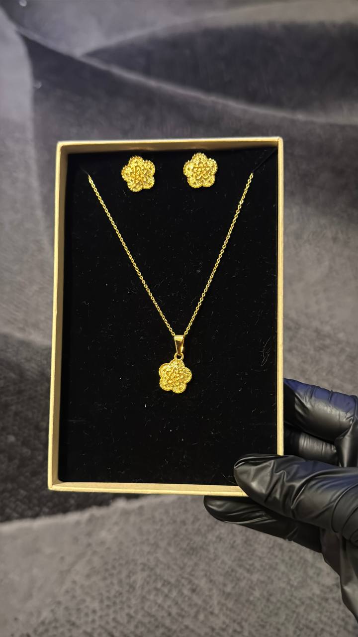 Luxury Floral Pendant Necklace Set Lookalike