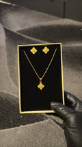 Luxury Floral Cross Pendant Necklace Set Gold Lookalike