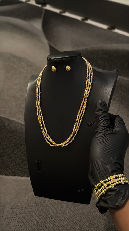 3 Tone Diamond cut Gold Lookalike Chain Necklace